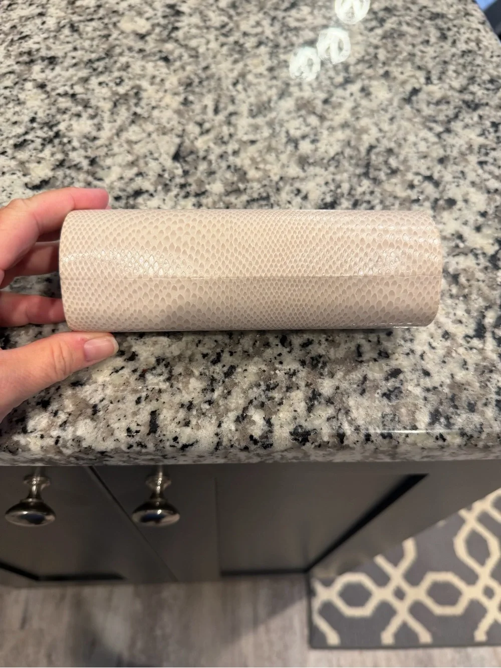 Jimmy Choo Beige Snake-Embossed glasses Case